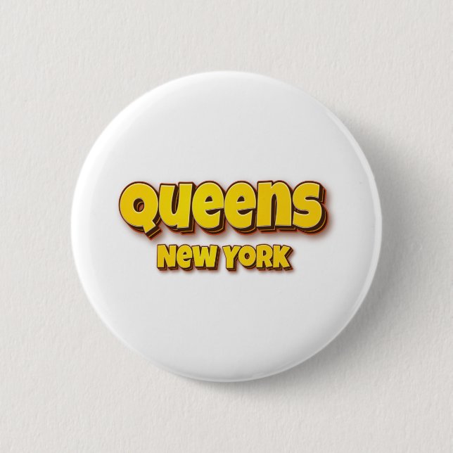Queens New York 2 Inch Round Button (Front)