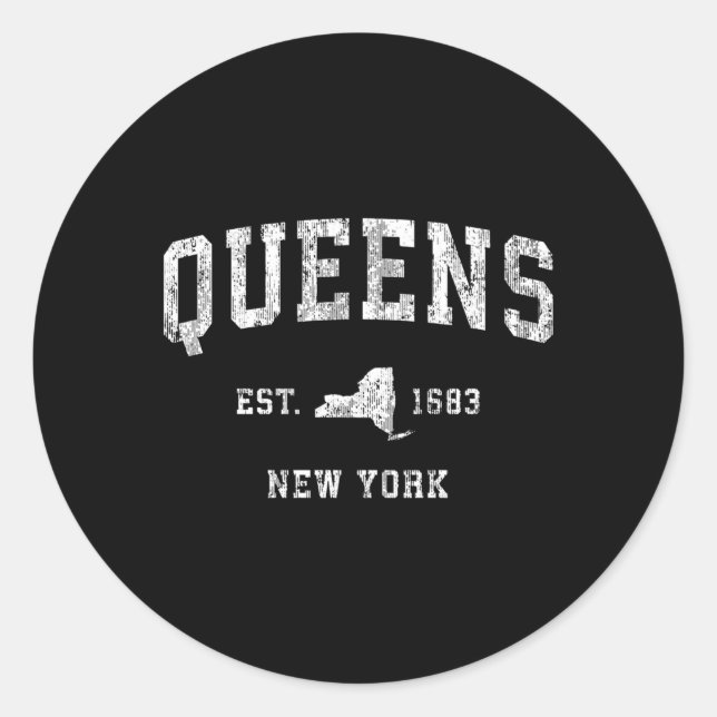Queens New York Ny Athletic Sports Classic Round Sticker (Front)