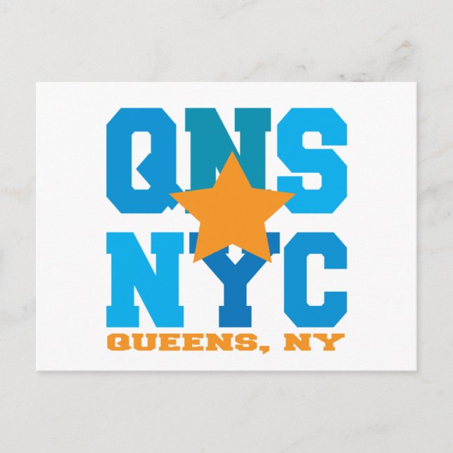 Queens, NY Blue Postcard (Front)