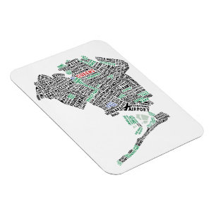 Queens NY Typography Map Flexi Magnet
