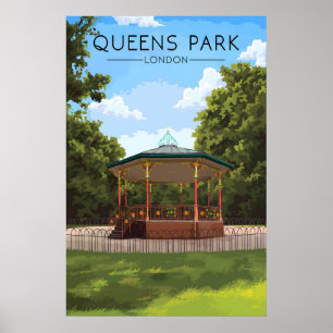 Queens Park London Travel Poster