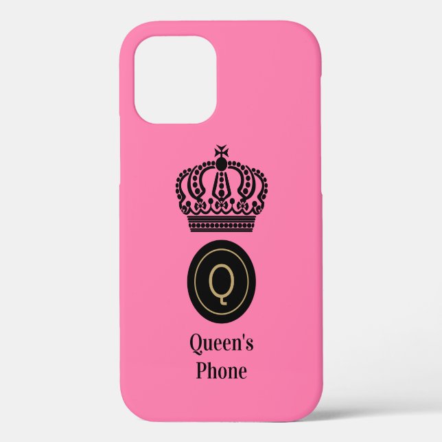 Queen's Phone Pink Background Customized Monogram Case-Mate iPhone Case (Back)