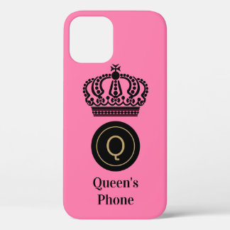Queen's Phone Pink Background Customized Monogram iPhone 12 Case