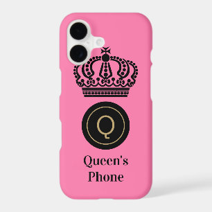 Queen's Phone Pink Background Monogram Customized