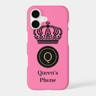 Queen's Phone Pink Background Monogram Customized