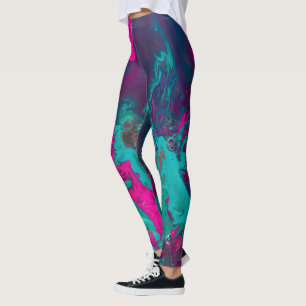Queen's Potion Magenta & Teal Abstract Smoke Cloud Leggings