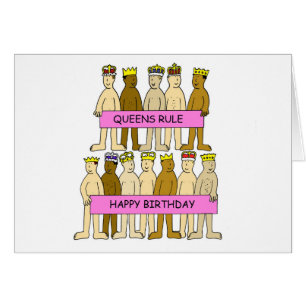 Queens Rule Cartoon Men Wearing Crowns