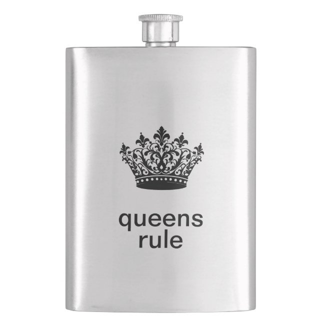 Queens Rule Stainless Hip Flask (Front)