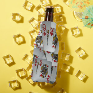 Queens Scattered Poker Cards, Bottle Cooler