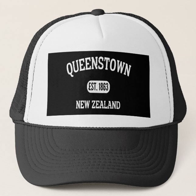 Queens Town Newzealand Vintage  Trucker Hat (Front)
