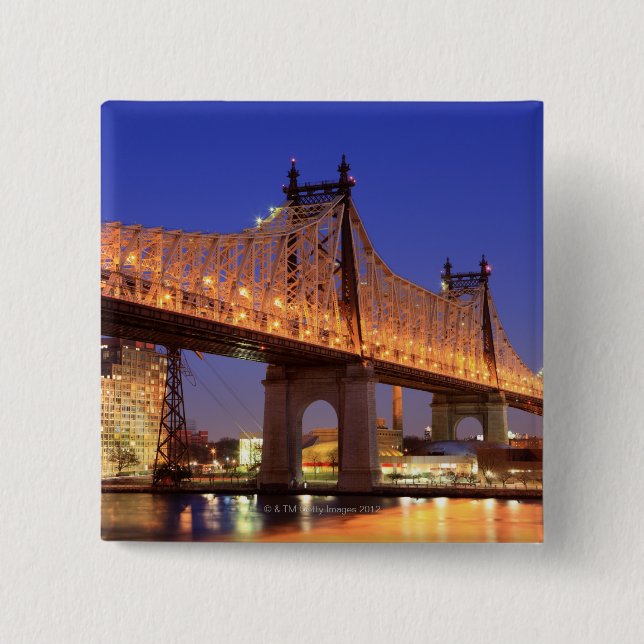 Queensboro Bridge and the East River 2 Inch Square Button (Front)