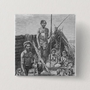 Queensland aborigines engraved from a photograph 2 inch square button
