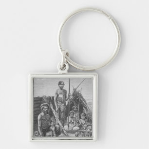 Queensland aborigines engraved from a photograph keychain