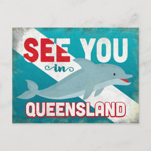 Queensland Dolphin - Retro Vintage Travel Postcard