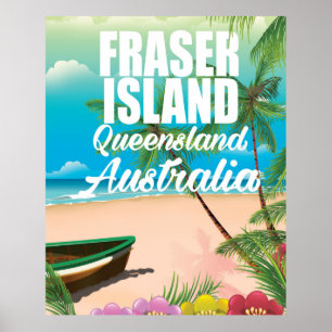 Queensland Fraser Island travel poster