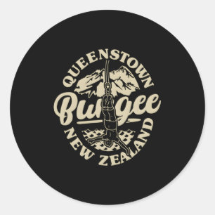 Queenstown Bungee Jump New Zealand Bungee Extreme  Classic Round Sticker