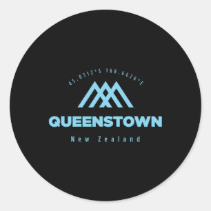 Queenstown Mountain Vacation Skiing New Zealand Classic Round Sticker