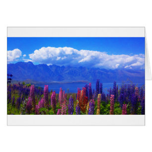 Queenstown New Zealand lupine over Lake Wakatipu