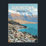 Queenstown New Zealand Travel Art Vintage Postcard<br><div class="desc">Queenstown retro vector travel design. It sits on the shores of the South Island’s Lake Wakatipu,  set against the dramatic Southern Alps.</div>