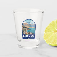 Queenstown New Zealand Travel Art Vintage