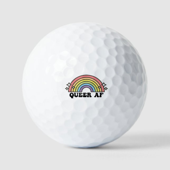 Queer AF Gay Pride Lesbian Trans Bisexual LGBTQ Golf Balls (Front)