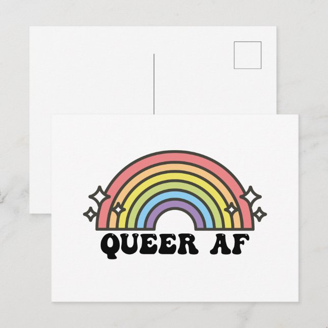 Queer AF Gay Pride Lesbian Trans Bisexual LGBTQ Postcard (Front/Back)