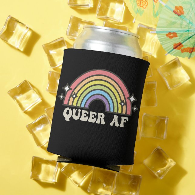 Queer AF Rainbow Gay Lesbian Trans Bisexual LGBTQ  Can Cooler (In Situ Summer)