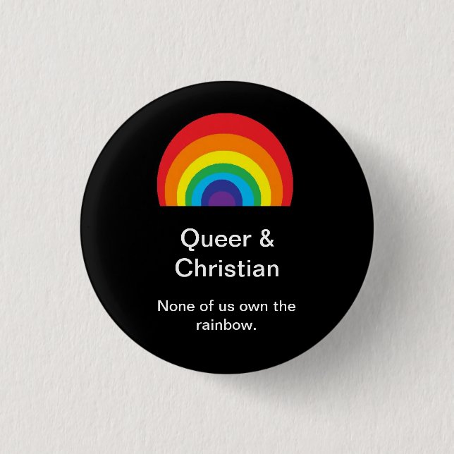 Queer and Christian 1 Inch Round Button (Front)