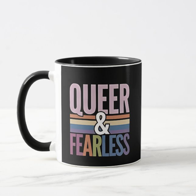 Queer and Fearless LGBT Pride Month Ally  Mug (Left)