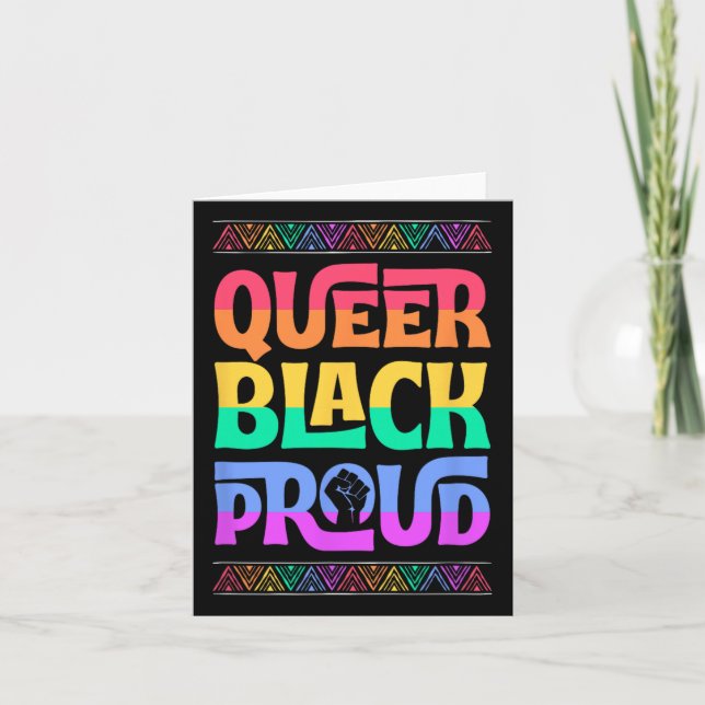 Queer Black Proud Juneteenth Gay Pride Blm Fist Pr Card (Front)