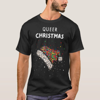 Queer Christmas Santa Hat LGBTQ Pride T-Shirt