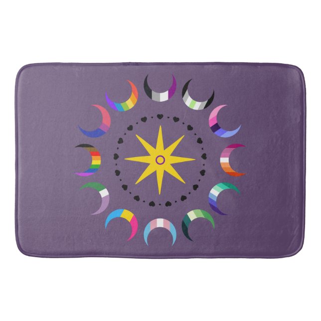 Queer Crescent Pride Moons Bath Mat (Front)
