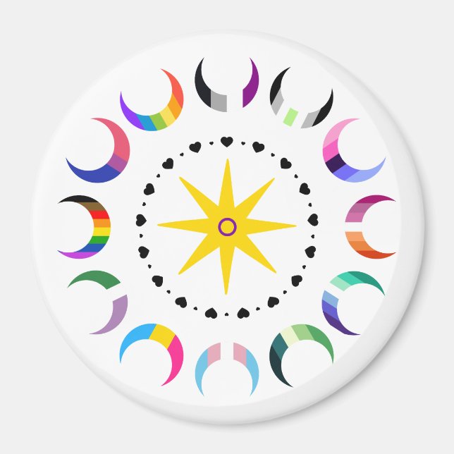Queer Crescent Pride Moons Magnet (Front)