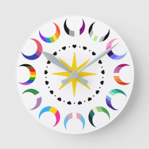 Queer Crescent Pride Moons Round Clock
