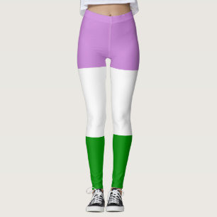 Queer Flag Purple White Green Striped LGBT Leggings
