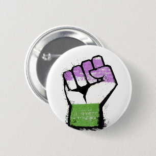 Queer / Genderqueer Pride Fist 2 Inch Round Button