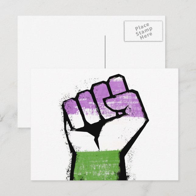 Queer / Genderqueer Pride Fist Postcard (Front/Back)