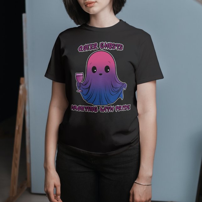 Queer Ghosts, Ghost in Bisexual Flag Colours T-Shirt (Creator Uploaded)