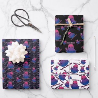 Queer Ghosts, Ghost in Bisexual Flag Colours Wrapping Paper Sheet
