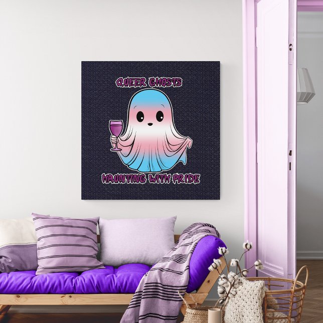 Queer Ghosts, Ghost in Transgender Flag Colours Poster (Creator Uploaded)