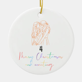 Queer Lesbian Couple Christmas Ornament (Orange)