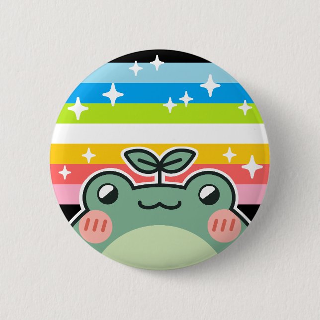 Queer LGBT Pride Flag Frog 2 Inch Round Button (Front)