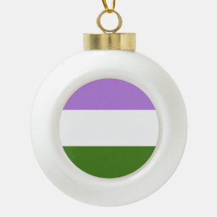 Queer Pride Flag Ceramic Ball Christmas Ornament