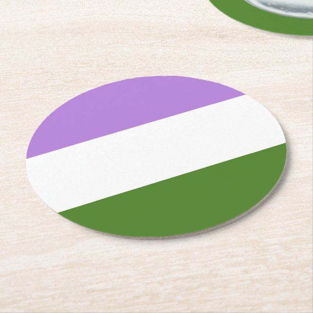 Queer Pride Flag Round Paper Coaster (Angled)