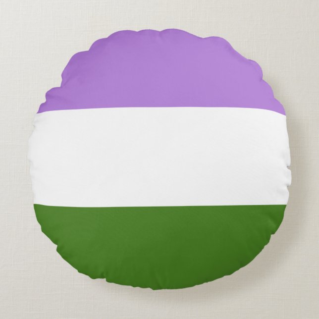 Queer Pride Flag Round Pillow (Front)