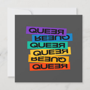 Queer- pride gay with rainbow colour card