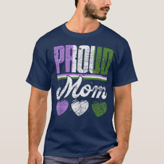 Queer Pride Month Genderqueer Flag LGBTQ Proud Mom T-Shirt