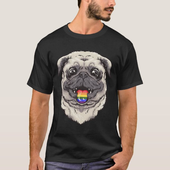 Queer Pug shows subtle LGBTQ support T-Shirt (Front)