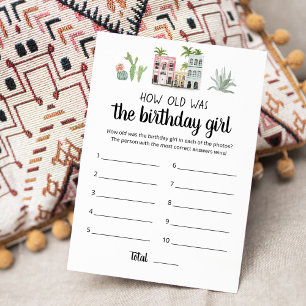 Quel âge avait la fille Anniversaire Carte de jeu