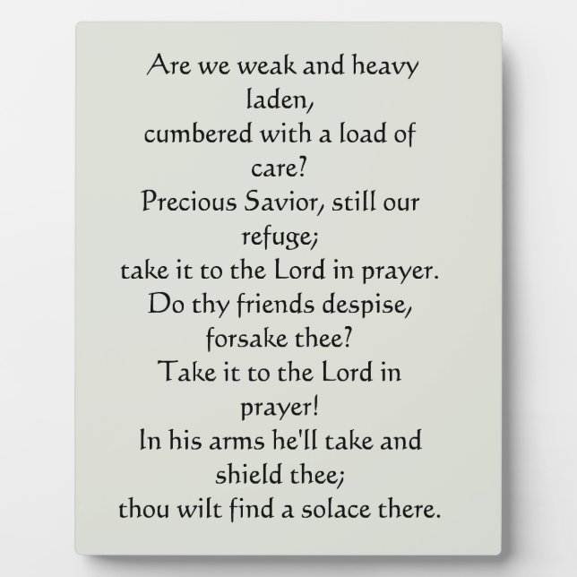 Quel ami nous avons en Jésus Plaque (Devant)